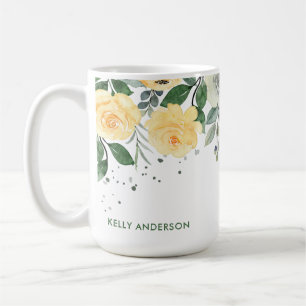 Trendy Monogrammed Botanical Watercolor Coffee Mug