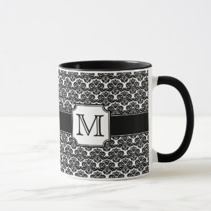 Trendy Monogrammed Damask Mug