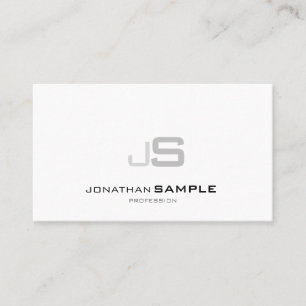 Trendy Monogrammed Elegant Simple Plain White Business Card