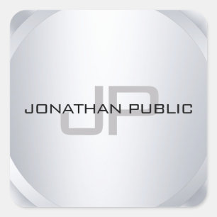 Trendy Monogrammed Template Modern Elegant Square Sticker