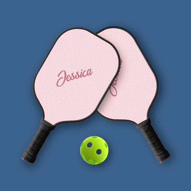 Trendy Monotone Geometric Pink Personal Pickleball Paddle (Creator Uploaded)