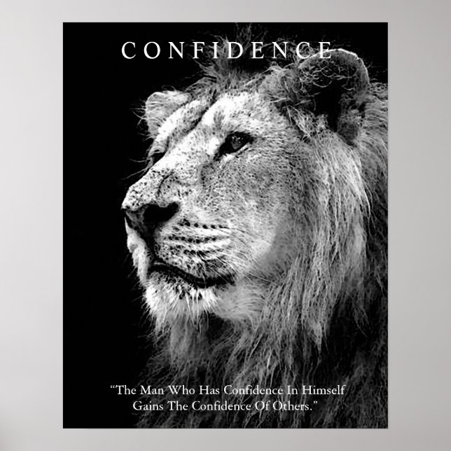 Trendy Motivational Confidence Lion Inspirational Poster (Front)