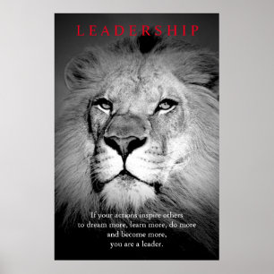 Trendy Motivational Leadership Lion Art Poster