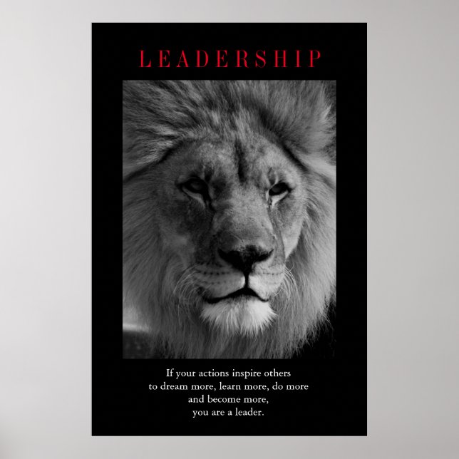 Trendy Motivational Leadership Lion Art Poster (Front)