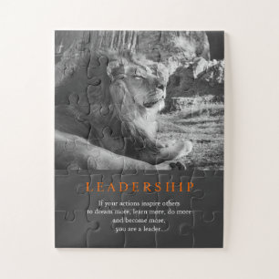 Trendy Motivational Leadership Lion Black & White Jigsaw Puzzle