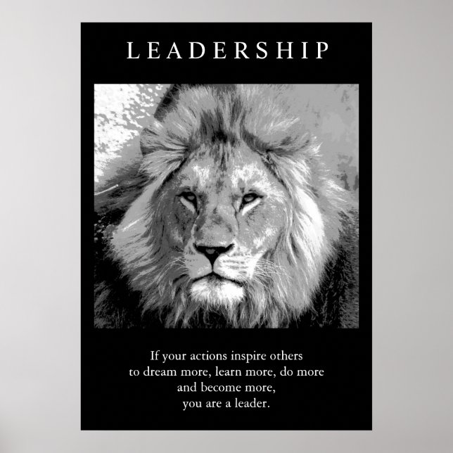 Trendy Motivational Leadership Lion Poster (Front)