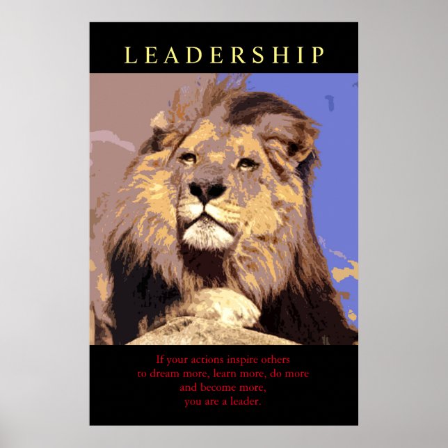 Trendy Motivational Leadership Lion Poster (Front)