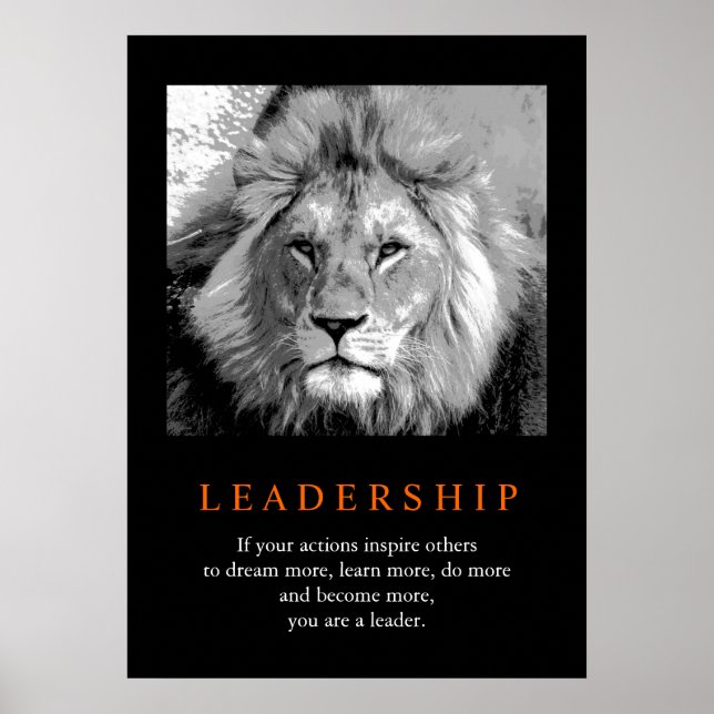 Trendy Motivational Leadership Lion Poster (Front)