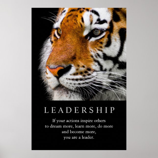 Trendy Motivational Leadership Tiger Eyes Poster (Front)