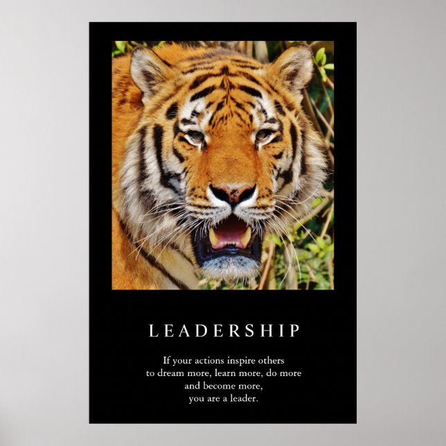 Trendy Motivational Leadership Tiger Poster (Front)