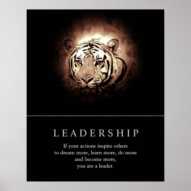 Trendy Motivational Leadership Tiger Poster (Front)