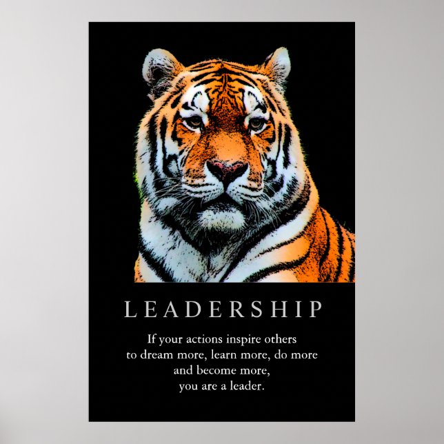 Trendy Motivational Leadership Tiger Poster (Front)