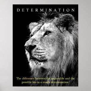 Trendy Motivational Lion Determination Poster