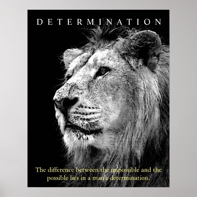 Trendy Motivational Lion Determination Poster (Front)