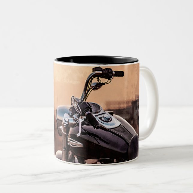 Trendy Motorcycle Wrap Two-Tone Coffee Mug (Front Right)