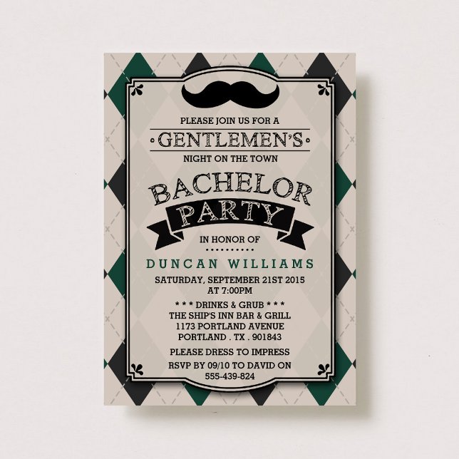 Trendy Moustache Bachelor Party Invitations (Creator Uploaded)