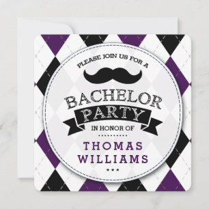 Trendy Moustache Bachelor Party Invitations