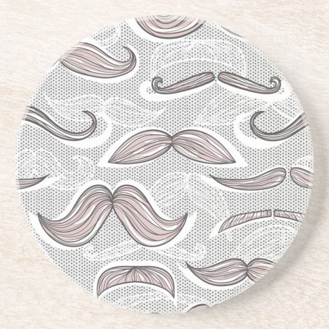 Trendy Moustache Pattern Coaster (Front)