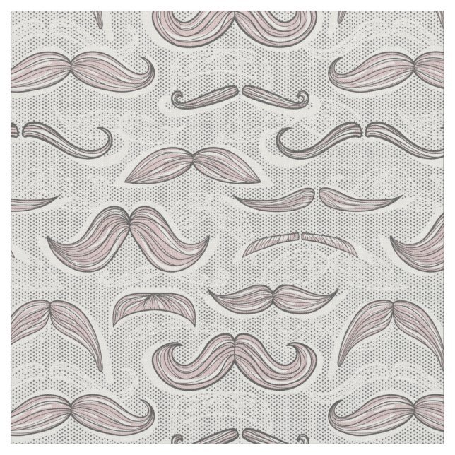 Trendy Moustache Pattern Fabric (Close Up)