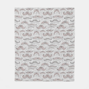 Trendy Moustache Pattern Fleece Blanket