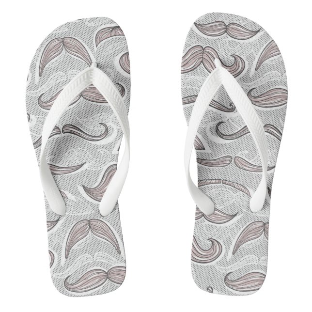 Trendy Moustache Pattern Flip Flops (Footbed)