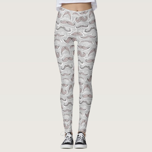 Trendy Moustache Pattern Leggings (Front)