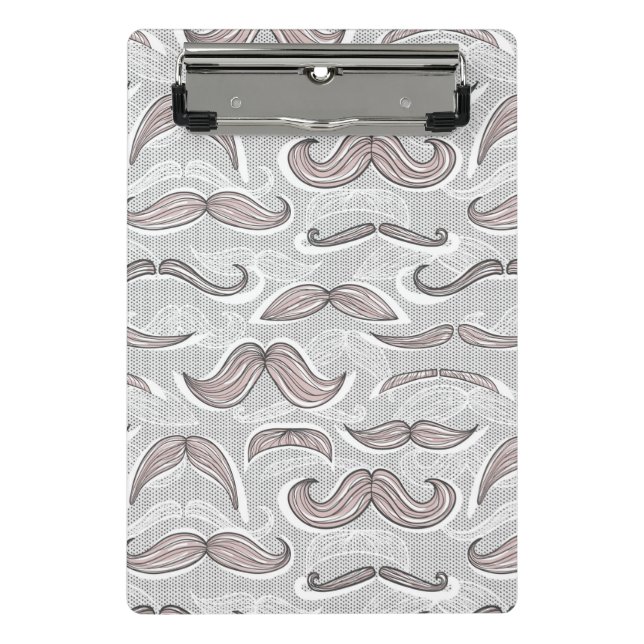 Trendy Moustache Pattern Mini Clipboard (Front)