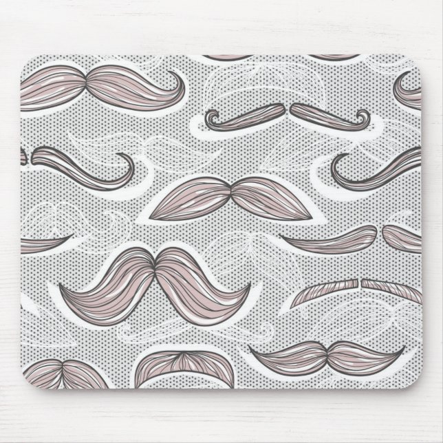 Trendy Moustache Pattern Mouse Mat (Front)