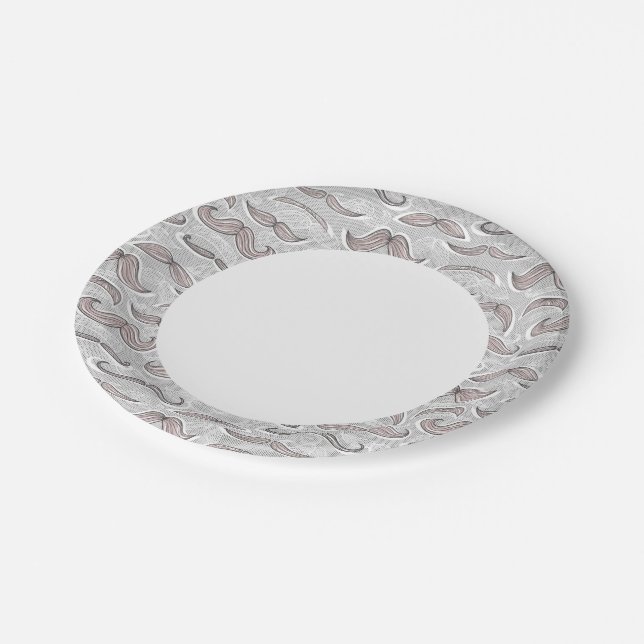 Trendy Moustache Pattern Paper Plate (Angled)