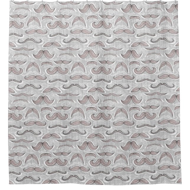 Trendy Moustache Pattern Shower Curtain (Front)