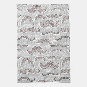 Trendy Moustache Pattern Tea Towel