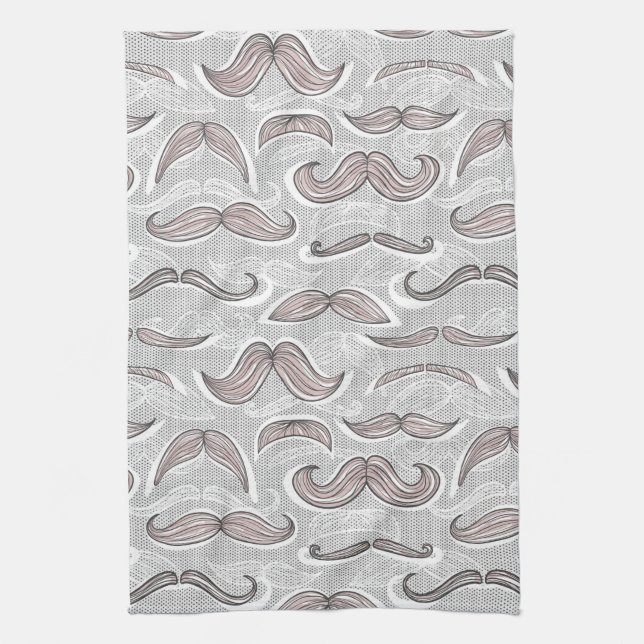 Trendy Moustache Pattern Tea Towel (Vertical)