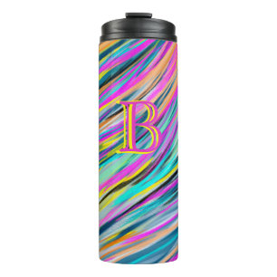 Trendy Multicolor Neon Psychedelic Monogram Thermal Tumbler