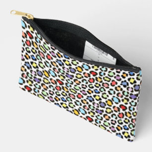 Trendy Multicolored Leopard Fur Effect Rpt Pattern Accessory Pouch