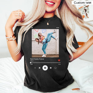Trendy Music Bestie Photo & Name Best Friend Black T-Shirt