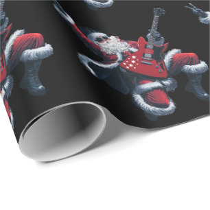 Trendy Music Christmas Santa Claus Guitar Player Wrapping Paper