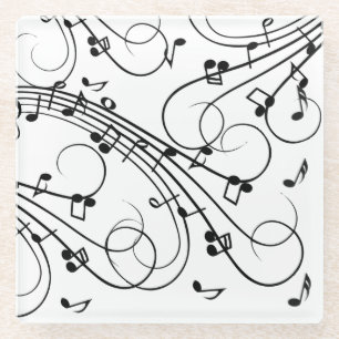 Trendy Music Design Glass Coaster