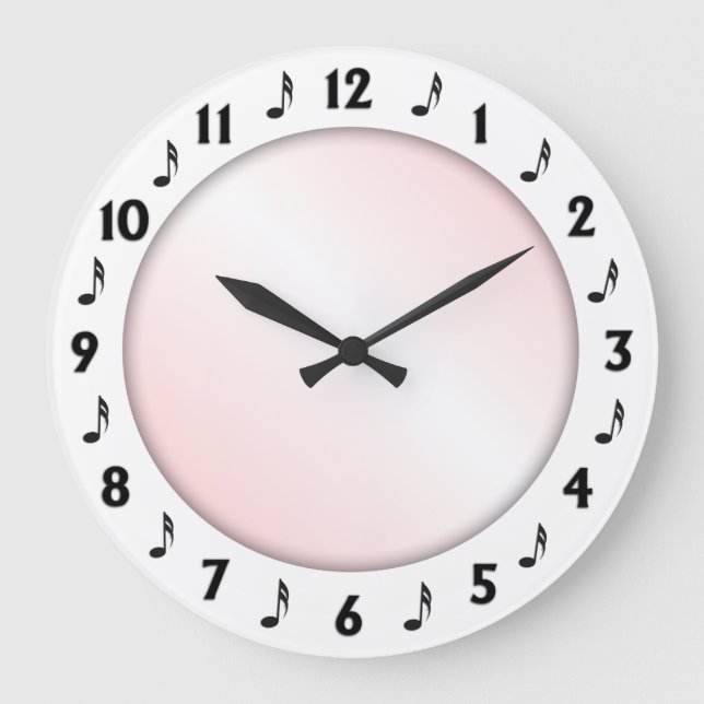 Trendy Music Design Pink Large Clock (Front)