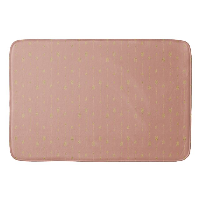 Trendy Muted Clay & Gold Boho Arrows  Bath Mat (Front)