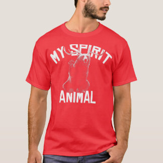 Trendy My Spirit Animal Antlers Bear Graphic  T-Shirt
