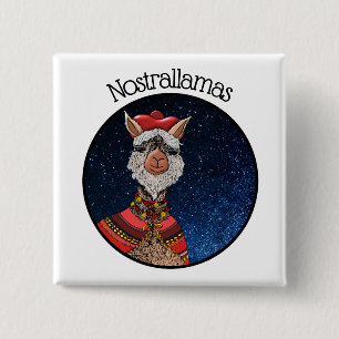 Trendy Mystical Nostradamus Llama Pun Halloween 15 Cm Square Badge