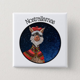 Trendy Mystical Nostradamus Llama Pun Halloween 15 Cm Square Badge