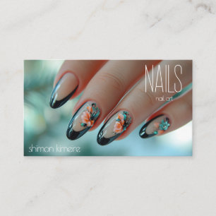Trendy Nail Floral Art Manicurist  Business Card