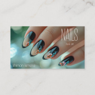 Trendy Nail Floral Art Manicurist Loyalty  Business Card