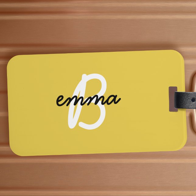 Trendy Name | Mustard Yellow Modern Initial Luggage Tag (Creator Uploaded)
