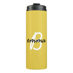 Trendy Name Mustard Yellow Modern Initial Thermal Tumbler