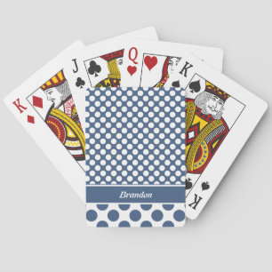 Trendy Named Blue Polka Dot Pattern Playing Cards