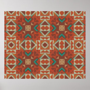 Trendy Native American Indian Tribe Mosaic Pattern Poster