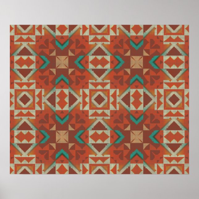 Trendy Native American Indian Tribe Mosaic Pattern Poster (Front)