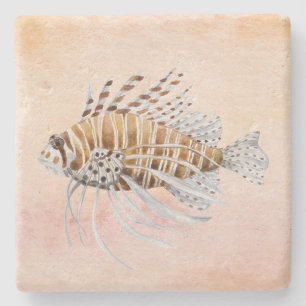 Trendy nautical cute fish summer  stone coaster